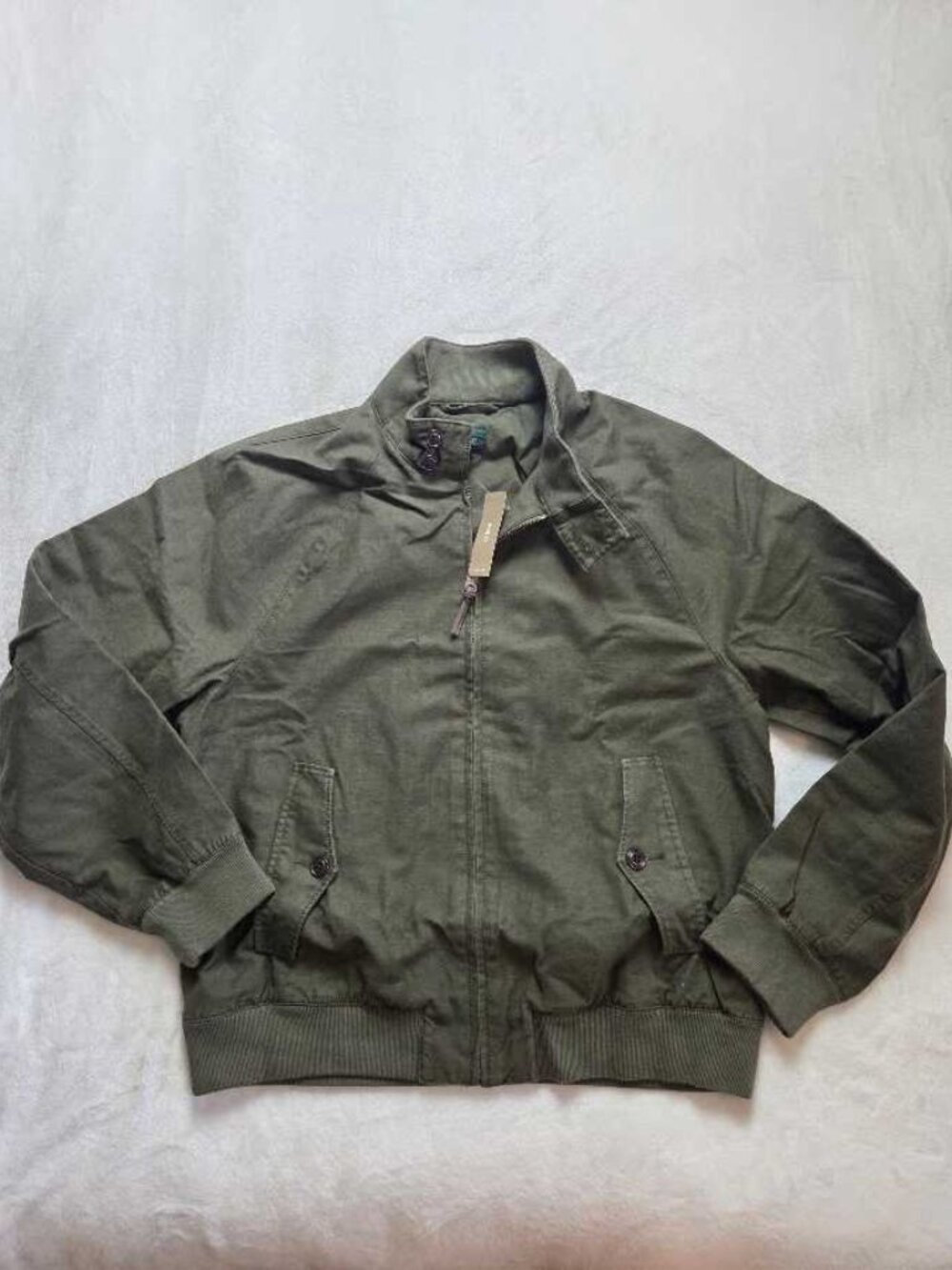New L J.Crew garment dyed Harrington jacket in Dark Olive green
